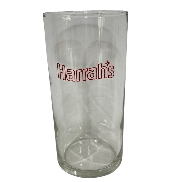 Vintage Harrah's Casino Clear Cocktail Glass Barware Red Logo Souvenir 8 oz - Picture 3 of 11